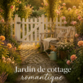 Un jardin romantique avec des fleurs colorées et des chaises confortables