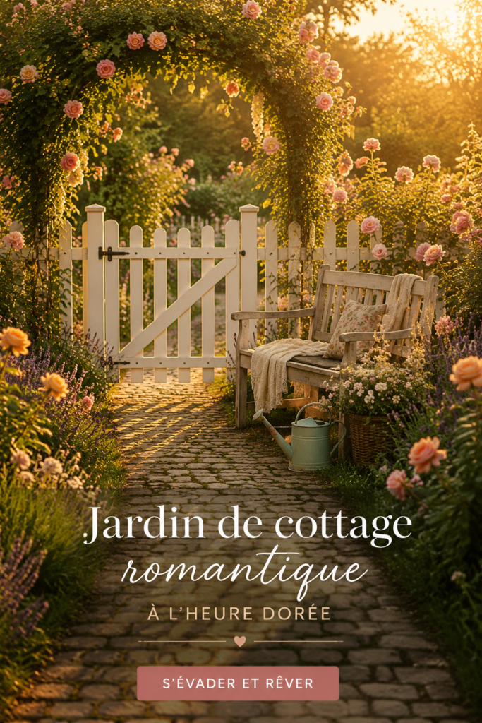 Un jardin romantique avec des fleurs colorées et des chaises confortables