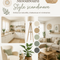 Moodboard inspiré du style scandinave avec des palettes de couleurs apaisantes