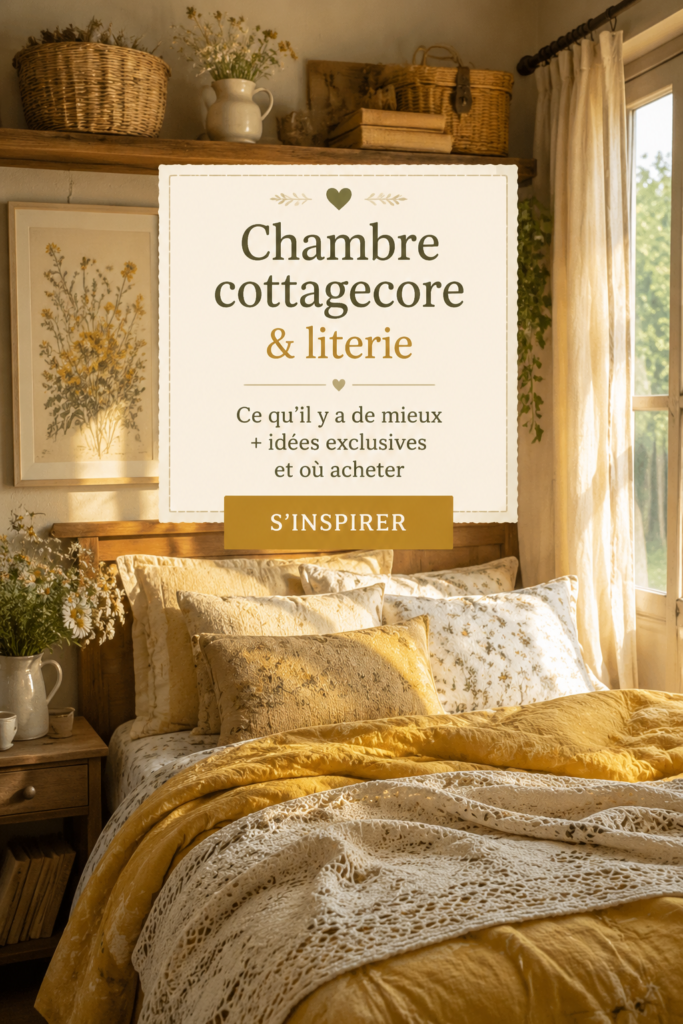 Chambre de style cottagecore avec des éléments naturels et des couleurs douces.