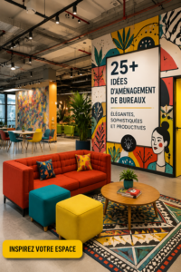 Un bureau moderne et élégant avec des accessoires pratiques, parfait pour travailler efficacement.