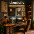 Bureau à domicile bien aménagé avec une décoration chaleureuse