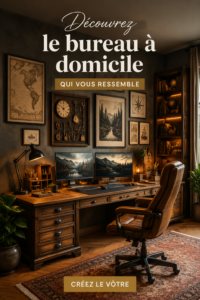 Bureau à domicile bien aménagé avec une décoration chaleureuse