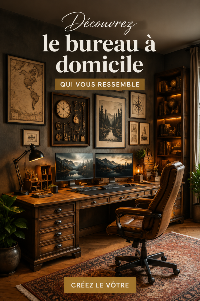 Bureau à domicile bien aménagé avec une décoration chaleureuse
