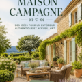 Un jardin à la campagne avec des fleurs colorées et un mobilier en bois, créant un espace accueillant.