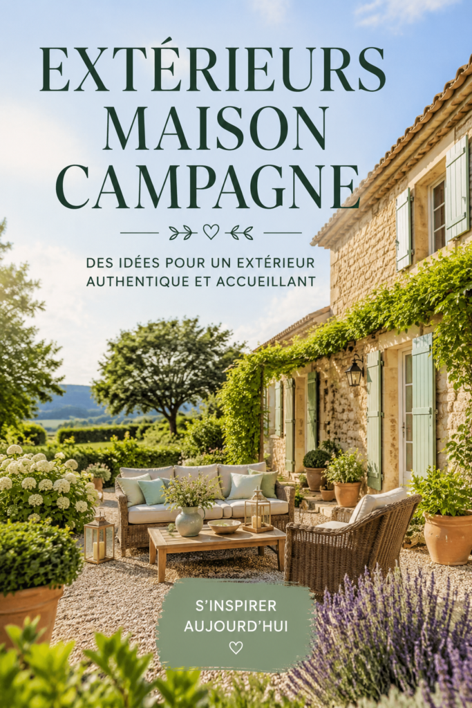 Un jardin à la campagne avec des fleurs colorées et un mobilier en bois, créant un espace accueillant.