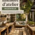 Aménagement fonctionnel et stylé d'un garage avec différents espaces de rangement