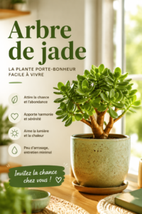 Arbre de jade en pot, une plante d'intérieur idéalement placée sur une table lumineuse.