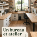 Un bureau combiné avec un coin hobby, bien agencé et accueillant