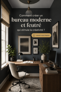 Un bureau moderne et inspirant avec des éléments créatifs et un éclairage chaleureux
