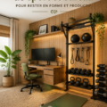 Aménagement d'un bureau avec espace fitness intégré pour stimuler la productivité