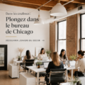 Bureau de The Everygirl à Chicago, fleuri et moderne