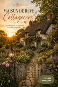 Intérieur de maison au style cottagecore, mettant en avant des éléments naturels et chaleureux.