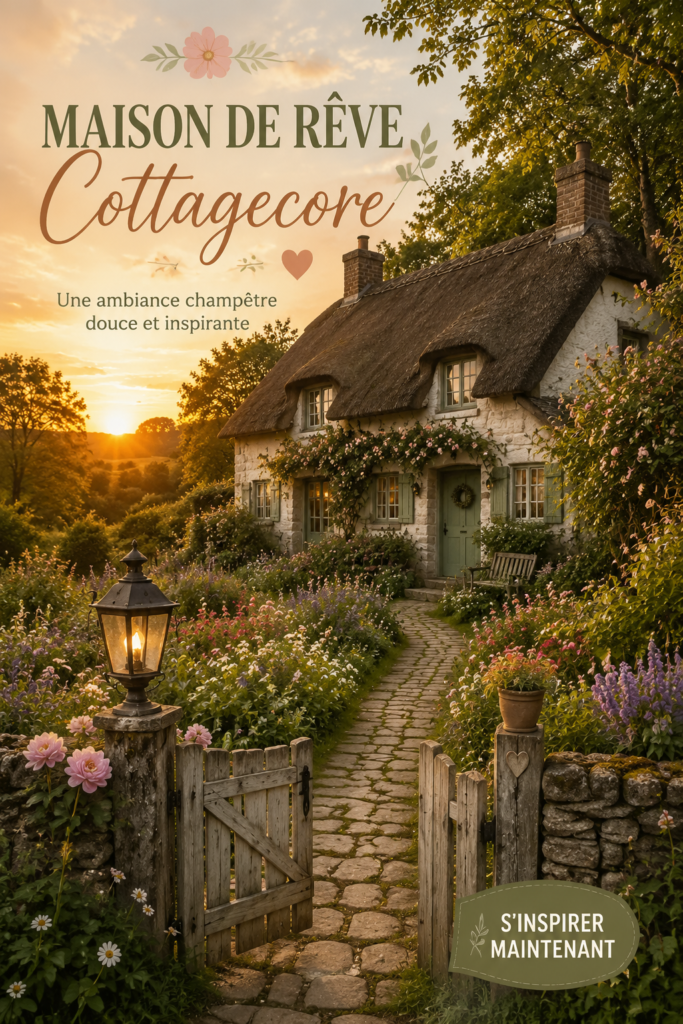 Intérieur de maison au style cottagecore, mettant en avant des éléments naturels et chaleureux.