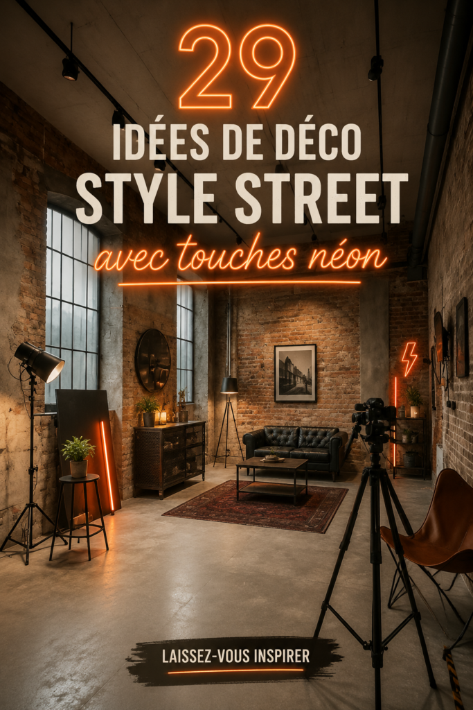 Un intérieur décoré avec des éléments street style et des accents néon colorés.