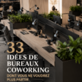 Un espace de coworking moderne avec des meubles design et une ambiance chaleureuse.