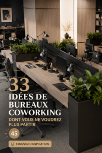Un espace de coworking moderne avec des meubles design et une ambiance chaleureuse.