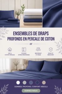 Ensemble de draps en percale de coton Nautica sur un lit moderne