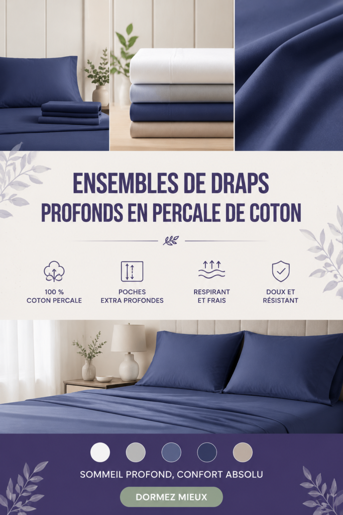 Ensemble de draps en percale de coton Nautica sur un lit moderne