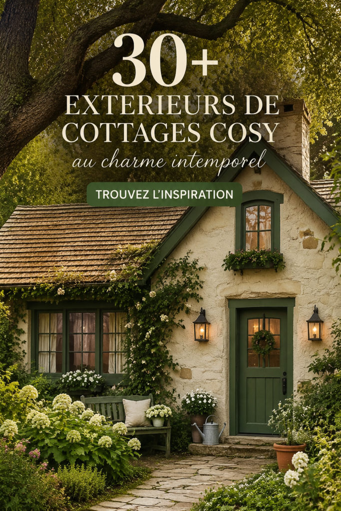Façade d'un cottage chaleureux avec une architecture rurale traditionnelle.