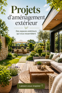 Un jardin bien aménagé avec des plantes colorées et mobilier accueillant.