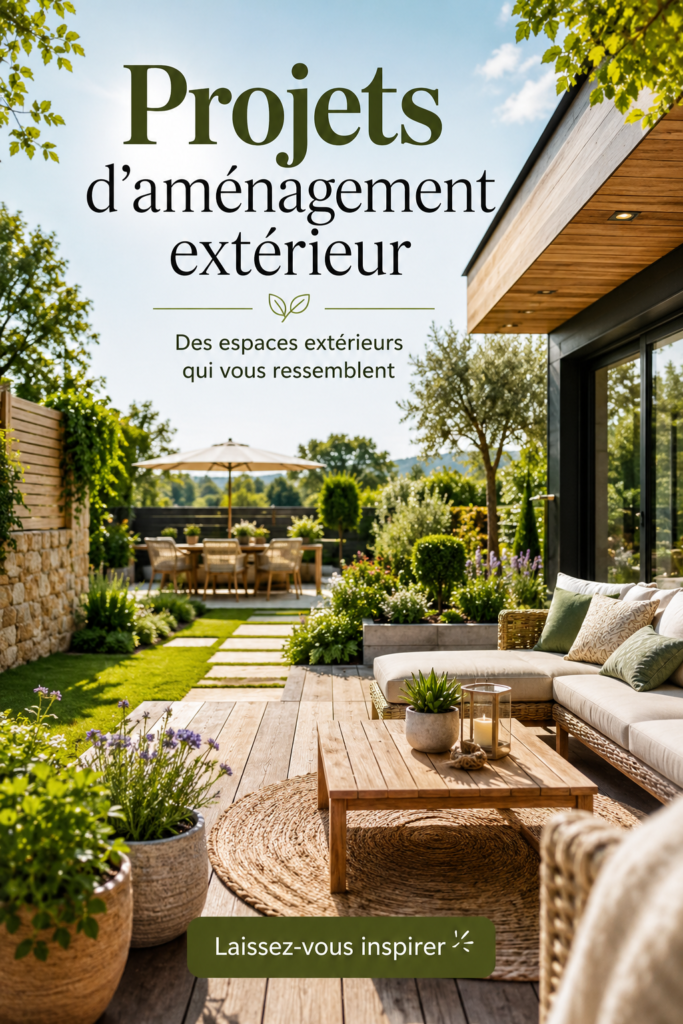 Un jardin bien aménagé avec des plantes colorées et mobilier accueillant.