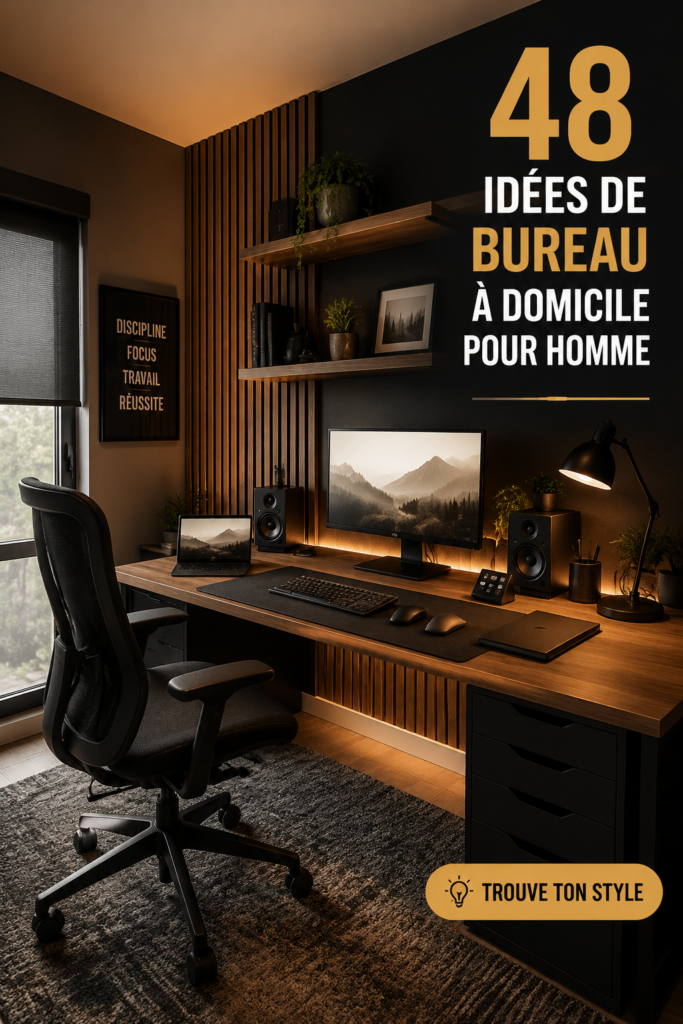 Bureau moderne masculin avec décoration inspirante et fonctionnelle