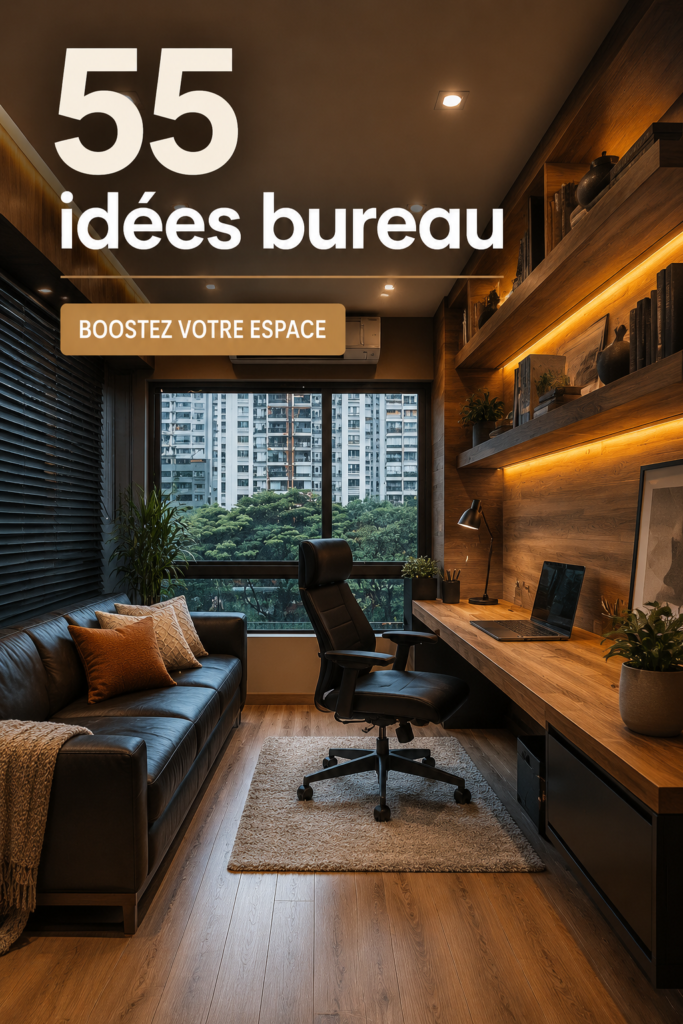 Un bureau moderne bien organisé avec des plantes et des éléments de décoration inspirants.