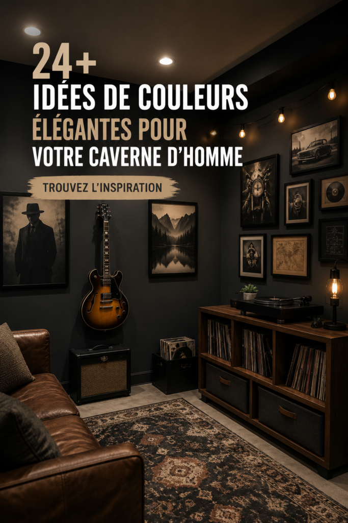 Un man cave moderne avec des murs peints dans des couleurs tendances et des accessoires stylés.