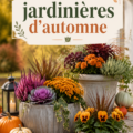 Jardinières d'automne colorées dans un jardin
