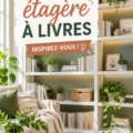 Étagères bien organisées et décorées avec goût dans un salon cosy.