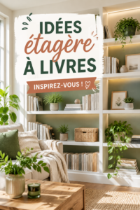 Étagères bien organisées et décorées avec goût dans un salon cosy.