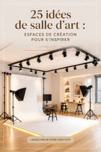 Exemple d'un studio créatif lumineux et inspirant avec des rangements et des œuvres d'art.