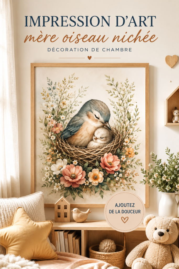 Impression d'art d'un oiseau coloré dans un cadre moderne