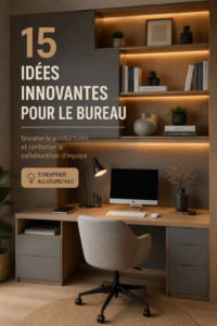Bureau moderne avec des zones de travail collaboratif et des éléments de décor inspirants.