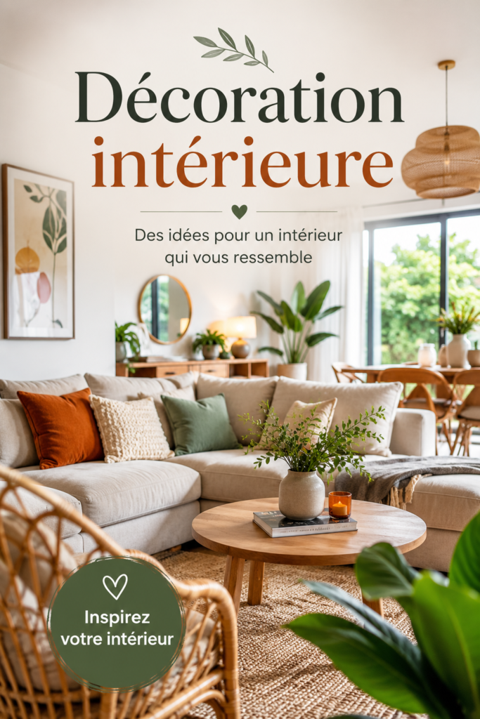 Une pièce décorée dans un style chaleureux et moderne.