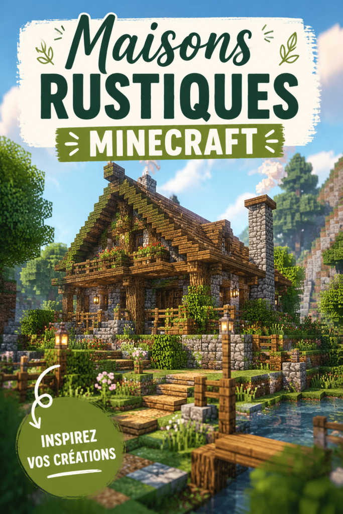 Maison rustique construite dans Minecraft avec des matériaux naturels