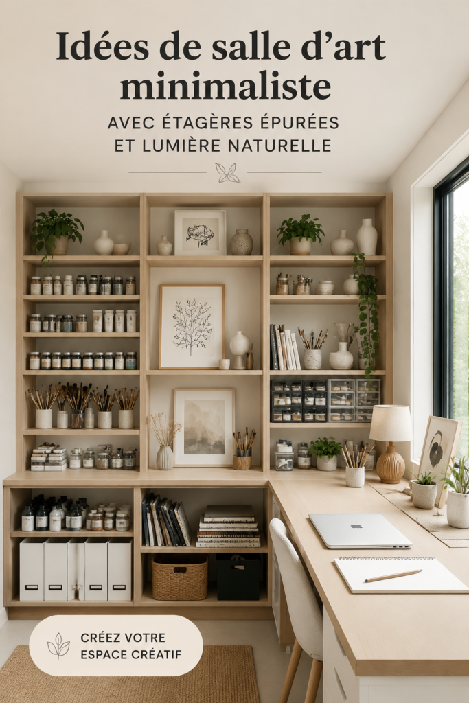 Une salle d'art minimaliste remplie de lumière naturelle et de décor épuré.