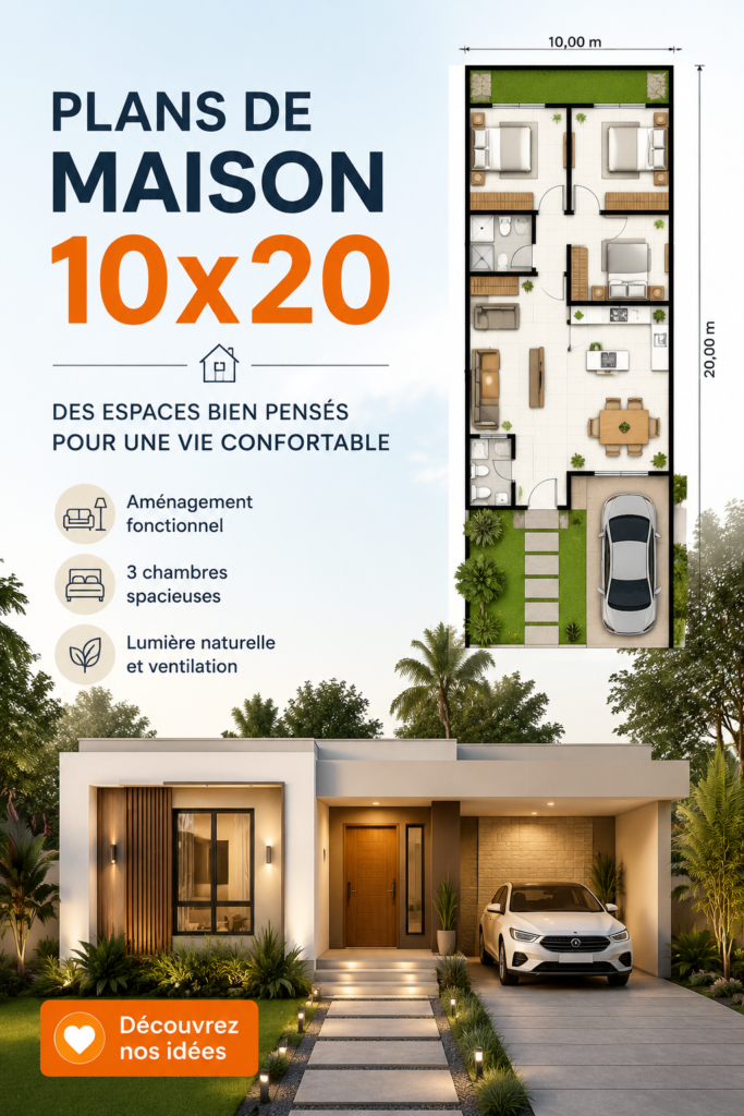 Plan de maison 10x20 moderne et esthétique