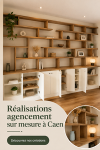 Exemple d'agencement sur mesure dans un salon accueillant et chaleureux.