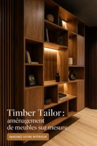 Un beau meuble en bois sur mesure dans un salon moderne.