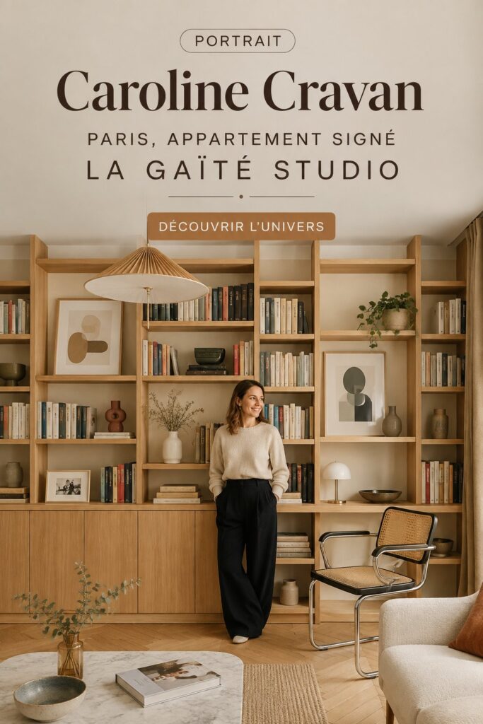 Vue de l'appartement de Caroline Cravan à Paris, avec un intérieur accueillant et élégant.