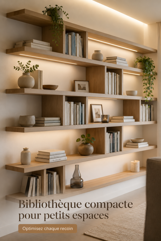 Bibliothèque compacte moderne dans un petit salon