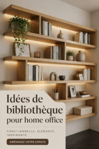 Bibliothèque moderne dans un bureau à domicile bien aménagé
