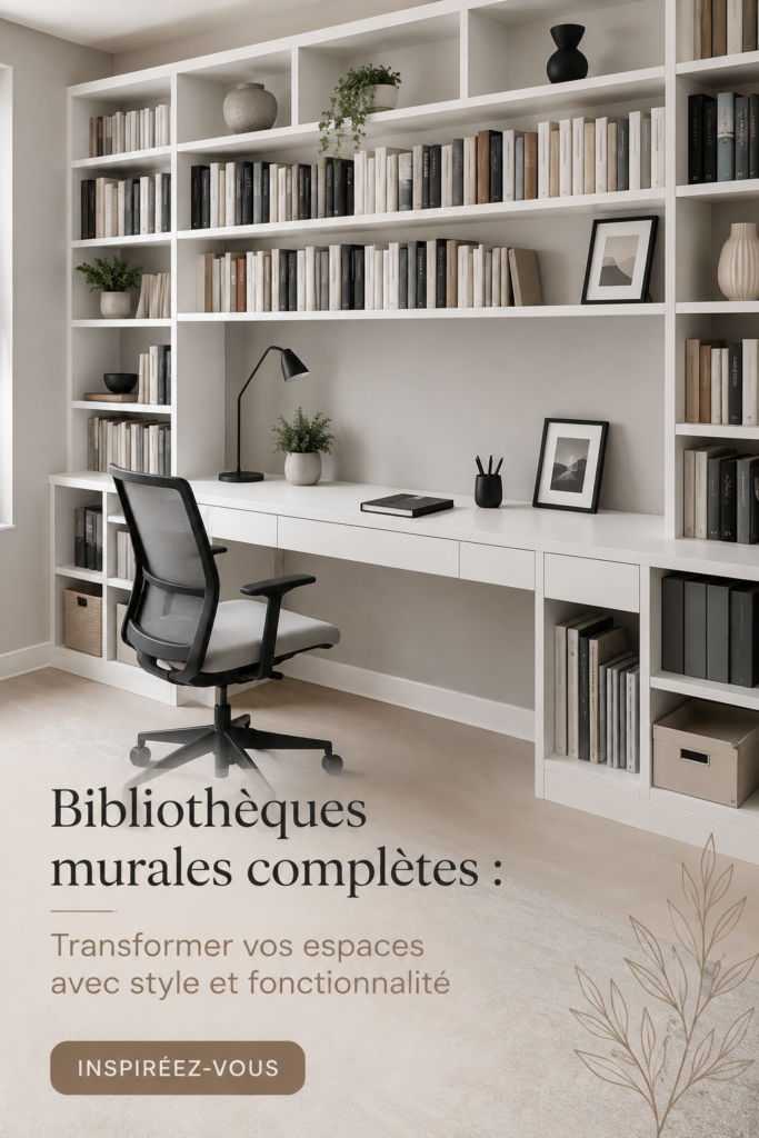 Bibliothèque murale en bois élégante dans un salon moderne