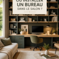 bureau intégré dans un salon chaleureux avec décoration douce