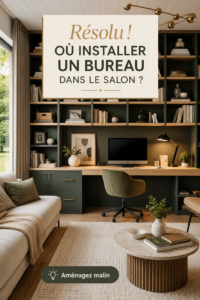 bureau intégré dans un salon chaleureux avec décoration douce