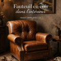 Chaise en cuir dans un salon chaleureux, ajoutant une touche élégante à la décoration.
