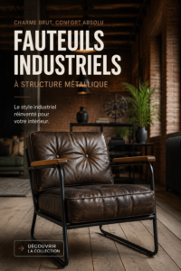 Chaise industrielle en métal au style moderne et élégant.