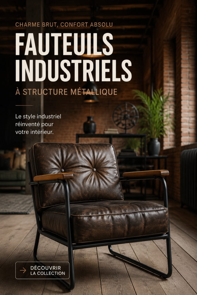 Chaise industrielle en métal au style moderne et élégant.